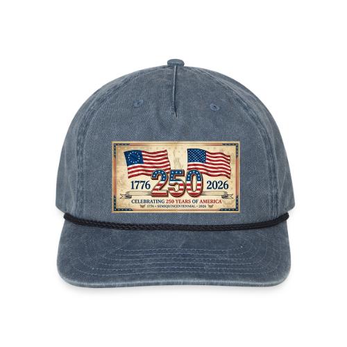 USA 250th Anniversary Flags Emblem - Vintage Washed Rope Cap