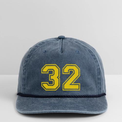 Number 32 in a classic athletic collegiate font - Vintage Washed Rope Cap