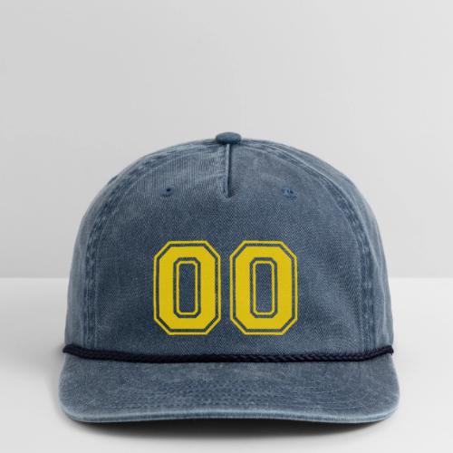 Number 00 in a classic athletic collegiate font - Vintage Washed Rope Cap