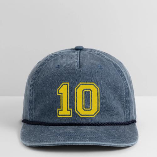 Number 10 in a classic athletic collegiate font - Vintage Washed Rope Cap