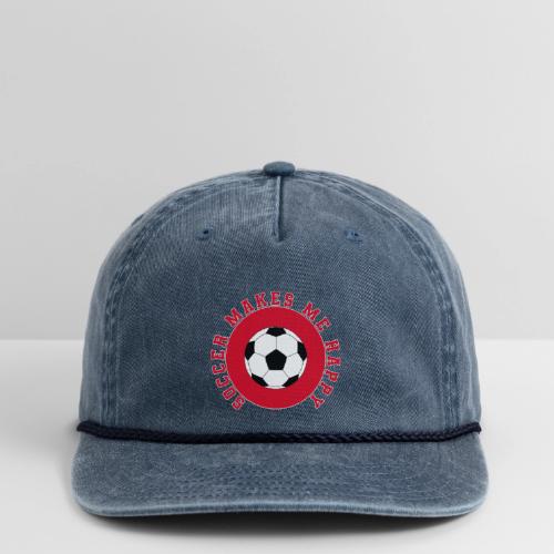Soccer Makes Me Happy – Football Joy Graphic - Vintage Washed Rope Cap