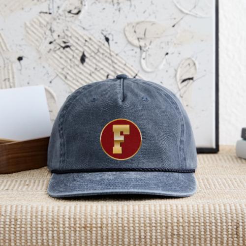 Letter F – Capital Varsity Alphabet Monogram - Vintage Washed Rope Cap