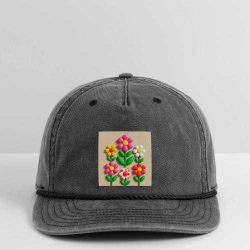 3D Flowers and Butterflies in Amber, Floral Design - Vintage Washed Rope Cap