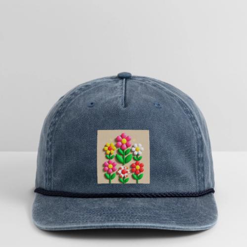 3D Flowers and Butterflies in Amber, Floral Design - Vintage Washed Rope Cap