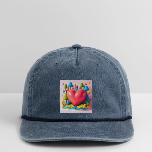 Big red heart, surrounded by landscape, nature - Vintage Washed Rope Cap