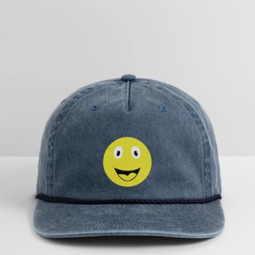 Yellow Happy Face Print - Vintage Washed Rope Cap