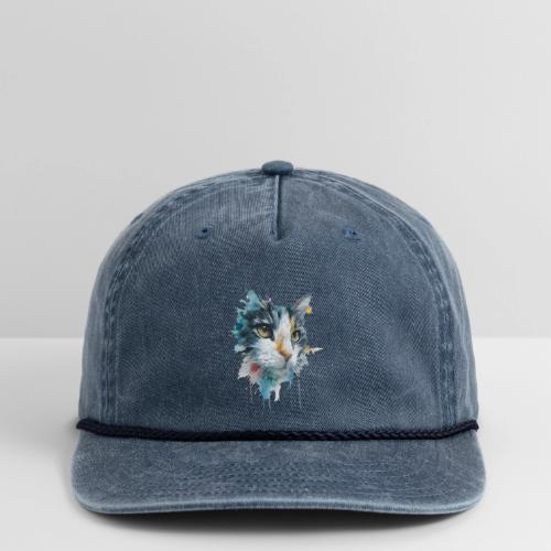 Watercolor cat face - Vintage Washed Rope Cap