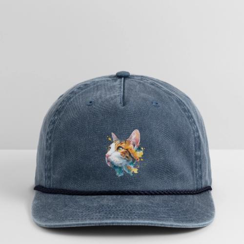 Cat: Feline Ink Burst - Vintage Washed Rope Cap