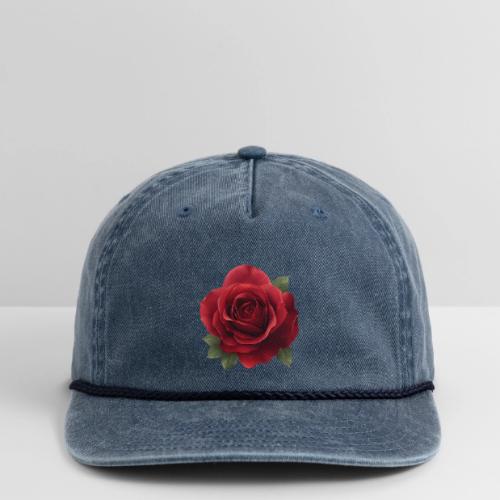 Rose: Crimson Bloom Elegance - Vintage Washed Rope Cap