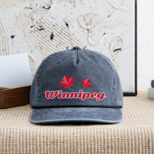 Winnipeg with two red maple leaves - Vintage Washed Rope Cap
