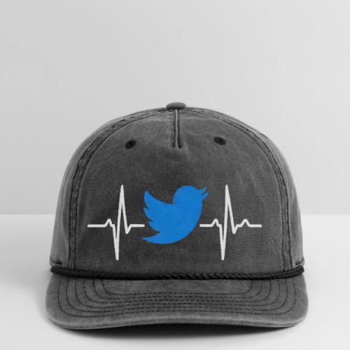 Social Media Heartbeat Blue Bird Graphic - Vintage Washed Rope Cap