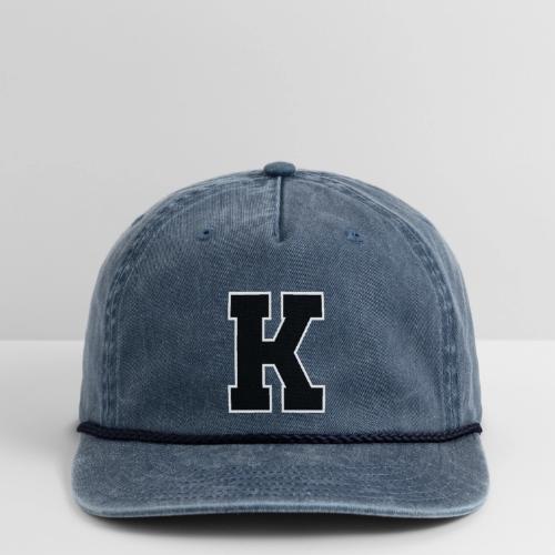Varsity Letter K Collegiate Font Design - Vintage Washed Rope Cap