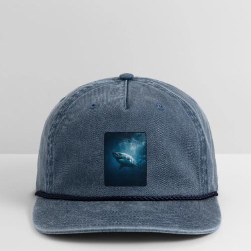 Great White Shark Ocean Design - Vintage Washed Rope Cap