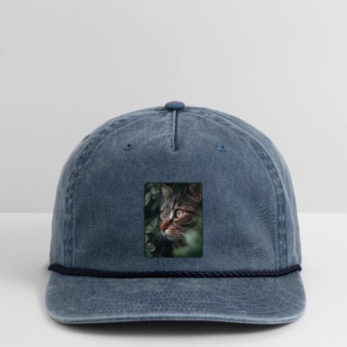 Tabby Cat Jungle Eyes Design - Vintage Washed Rope Cap