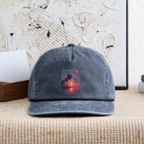Tropical Sunset Ocean Reflection Design - Vintage Washed Rope Cap