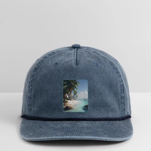Tropical Beach Paradise Palm Design - Vintage Washed Rope Cap