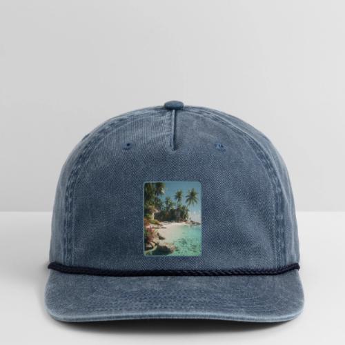 Serene Tropical Beach Floral Design - Vintage Washed Rope Cap