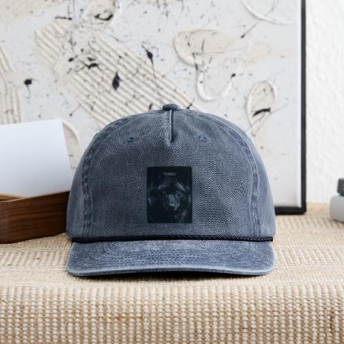 Black Wolf Intense Eyes Portrait Design - Vintage Washed Rope Cap