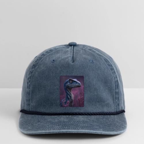 Blue Velociraptor Portrait Design - Vintage Washed Rope Cap