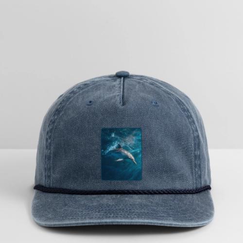 Dolphin Sunlit Ocean Serenity Design - Vintage Washed Rope Cap