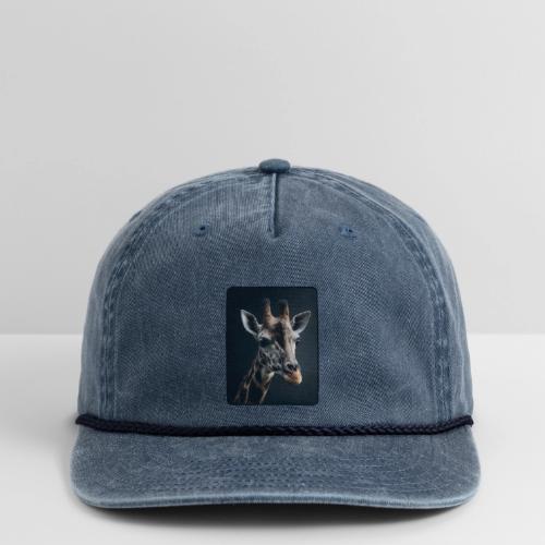 Majestic Giraffe Artistic Portrait Design - Vintage Washed Rope Cap