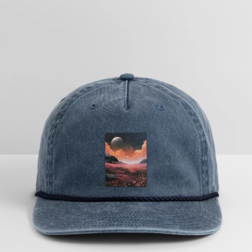 Moonlit Fantasy Flower Landscape - Vintage Washed Rope Cap