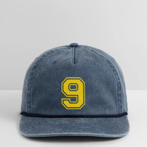 Number 9 in a classic athletic collegiate font - Vintage Washed Rope Cap