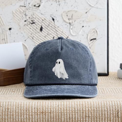 Cute Ghost Cartoon Design - Vintage Washed Rope Cap