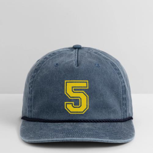 Number 5 in a classic athletic collegiate font - Vintage Washed Rope Cap