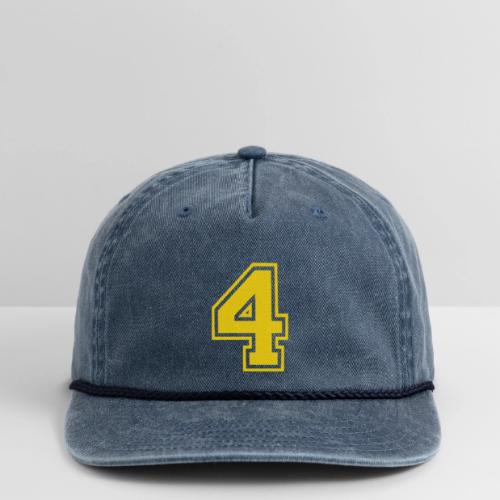 Number 4 in a classic athletic collegiate font - Vintage Washed Rope Cap