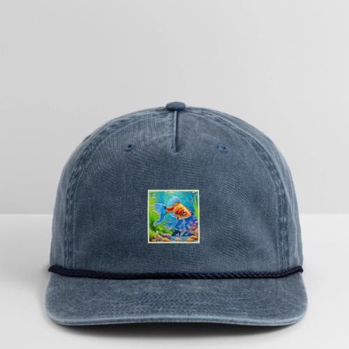 Colorful Tank Goldfish Design - Vintage Washed Rope Cap