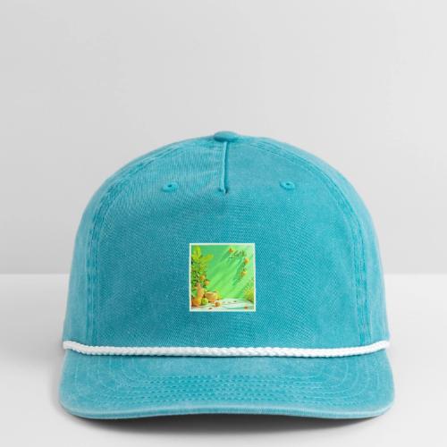 Vibrant Orange Green Still Life Design - Vintage Washed Rope Cap