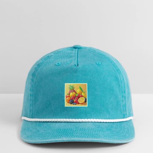 Fresh Bounty: Vibrant Fruit Harvest Art - Vintage Washed Rope Cap