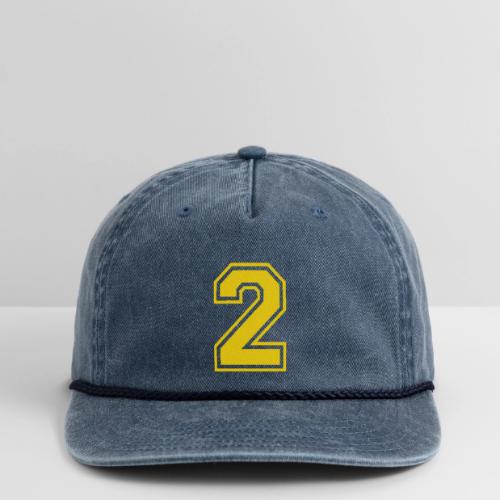 Number 2 in a classic athletic collegiate font - Vintage Washed Rope Cap
