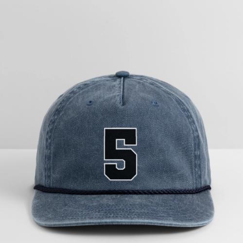 Varsity Number 5 Athletic Design - Vintage Washed Rope Cap