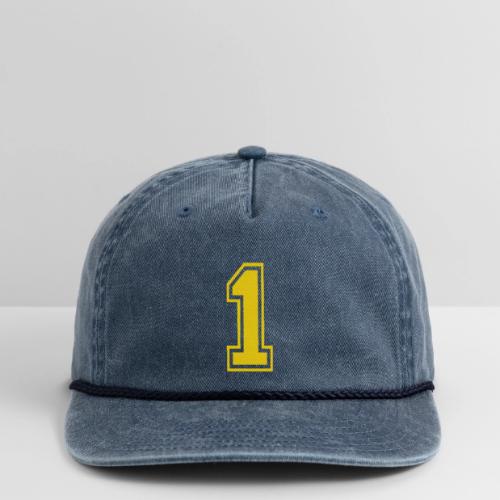 Number 1 in a classic athletic collegiate font - Vintage Washed Rope Cap
