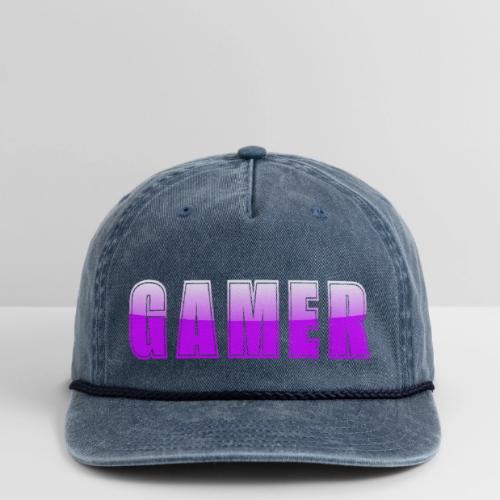 Gamer Purple Glossy Collegiate Design - Vintage Washed Rope Cap