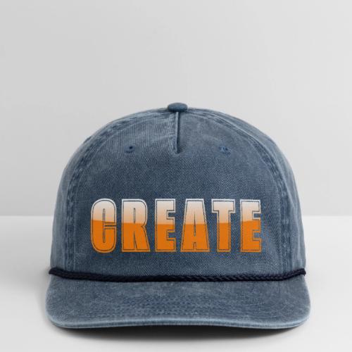 CREATE Vibrant Orange Bold Word Graphic - Vintage Washed Rope Cap