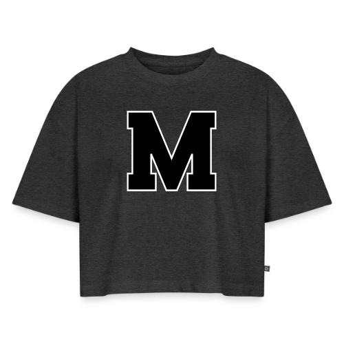 Varsity Letter M Collegiate Alphabet Art - Women's Oversized Organic Cropped T-Shirt