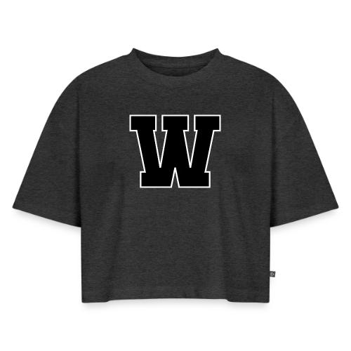 Varsity Letter W Collegiate Font Design - Women's Oversized Organic Cropped T-Shirt