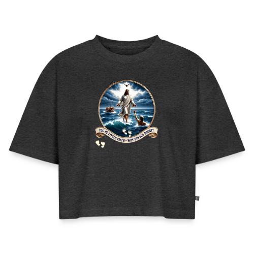 Walking On Water Faith T Shirt, Christian Miracle - Women's Oversized Organic Cropped T-Shirt