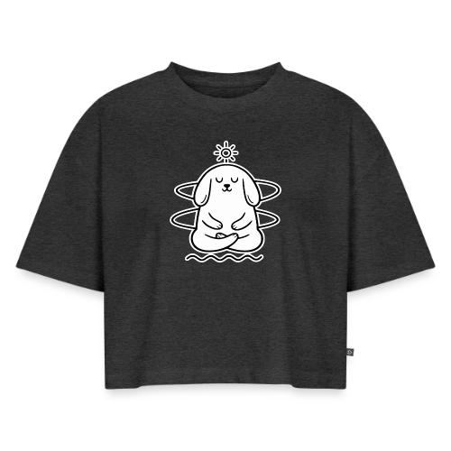 Cute Meditating Bunny Zen Yoga Animal - Women's Oversized Organic Cropped T-Shirt
