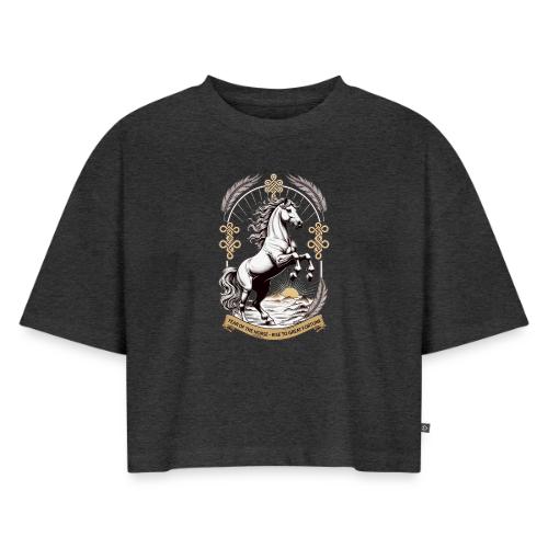 Year of the Horse Rearing T Shirt, Lunar New Year - Women's Oversized Organic Cropped T-Shirt