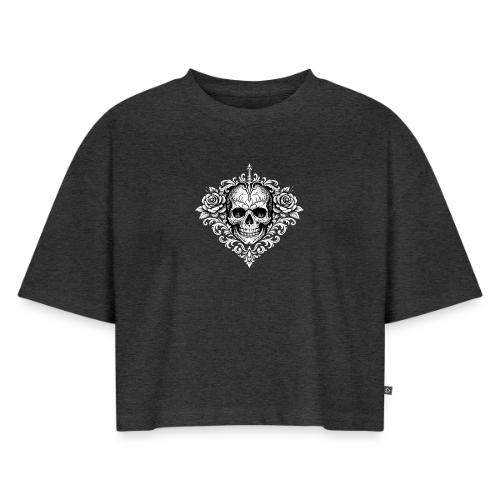 Gothic Filigree Skull - Women's Oversized Organic Cropped T-Shirt