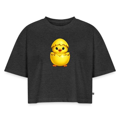 Easter Chick yellow - Women's Oversized Organic Cropped T-Shirt