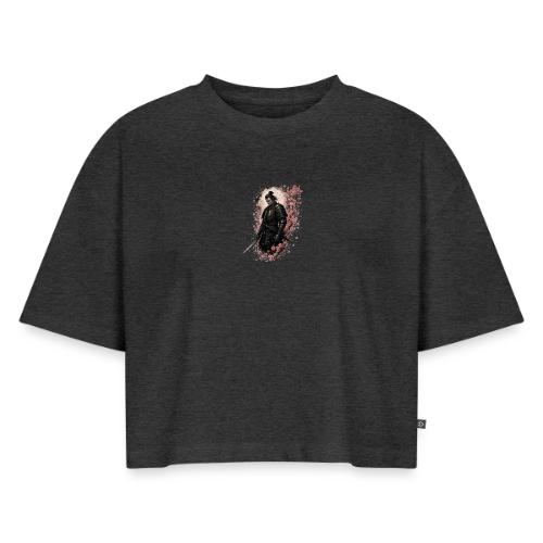 Samurai cherry blossoms - Women's Oversized Organic Cropped T-Shirt