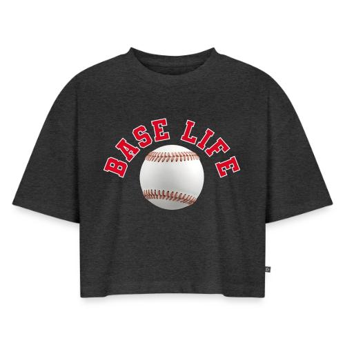 Baseball: Base Life Vibes - Women's Oversized Organic Cropped T-Shirt