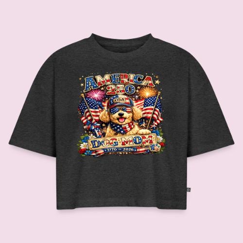America 250 Dog Mom Patriotic Goldendoodle Shirt - Women's Oversized Organic Cropped T-Shirt