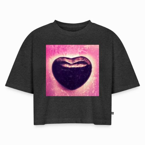 Black Onyx Heart - Women's Oversized Organic Cropped T-Shirt