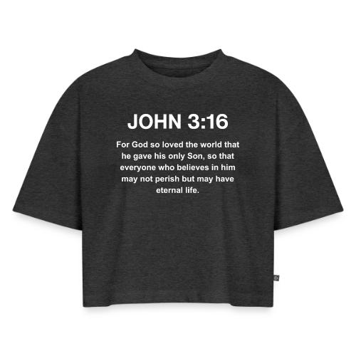 John 3:16 Christian Apparel – White - Women's Oversized Organic Cropped T-Shirt